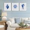 Stupell Industries Blue Chinoiserie Seashells 3pc Framed Print Under Glass Set, design by Courtney Prahl